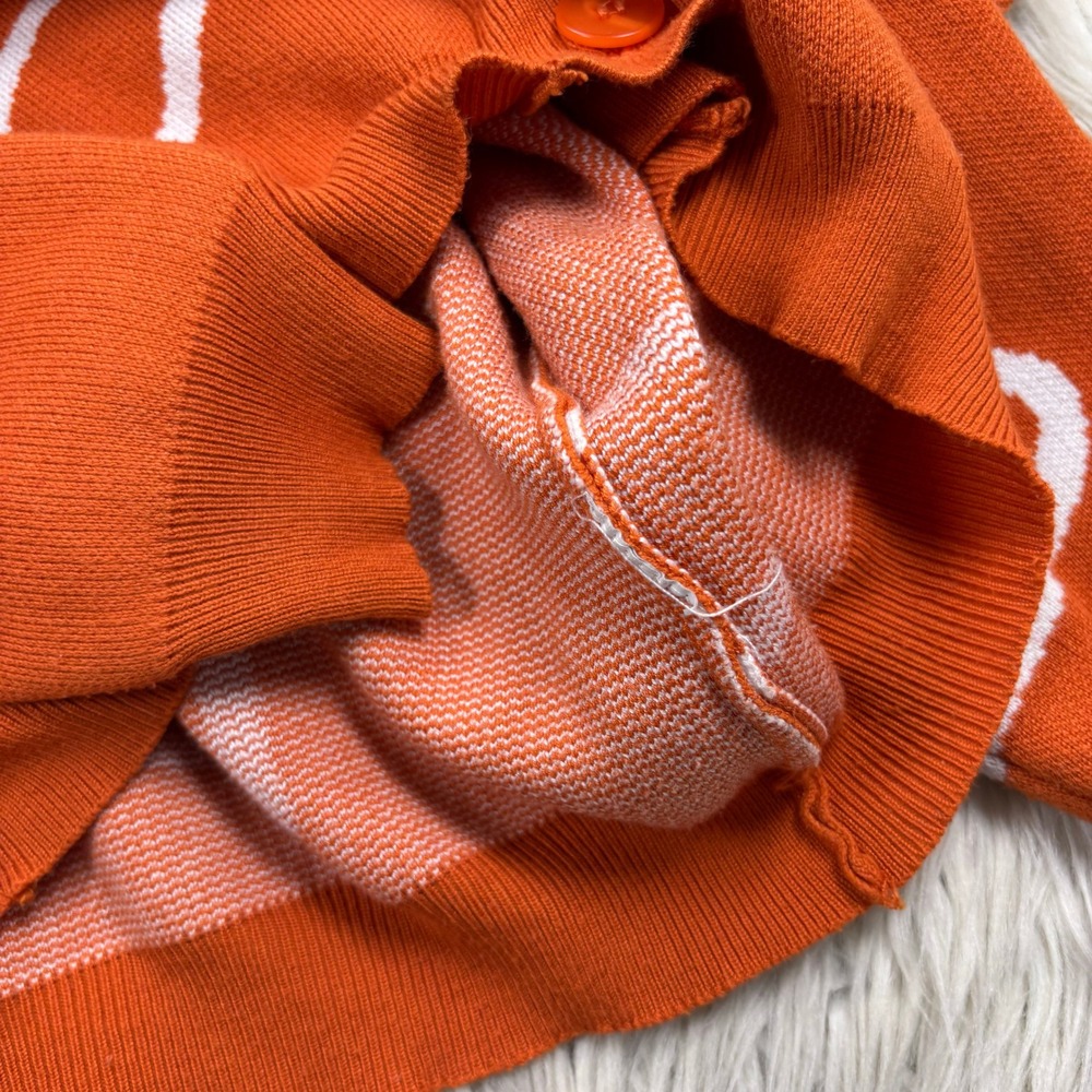 Cider Women's L Orange Cropped Boxy Heart Print Button Cardigan Dopamine Whimsy - Picture 4 of 5